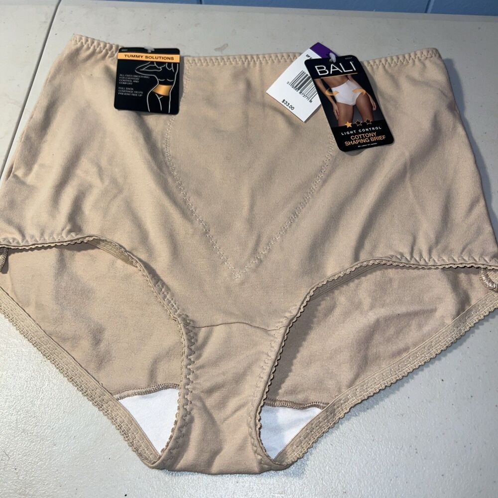 Bali Cotton Shaping Brief Light Control Tummy Solutions NWT 2XL Beige